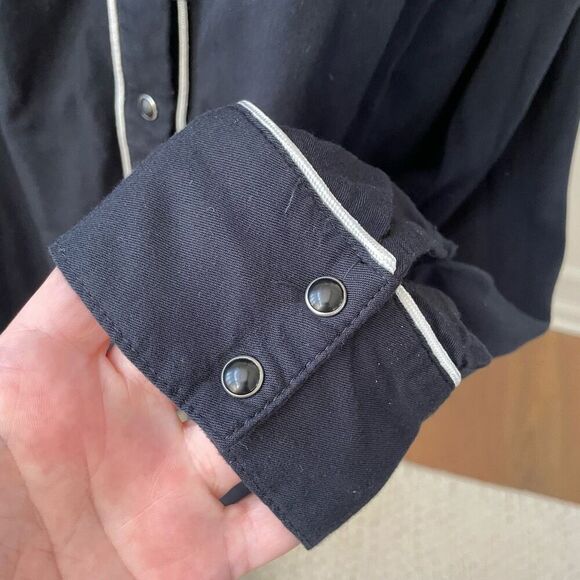 Shyanne Cold Shoulder Western Snap Front Cowgirl Shirt Black Red Lace Embroidere - Picture 6 of 9